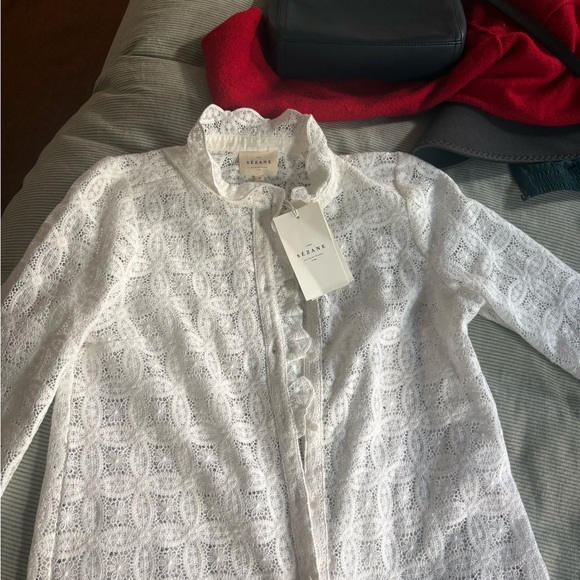 Sezane Ecru Lace Blouse  + Sezane Line Bag - Picture 7 of 8